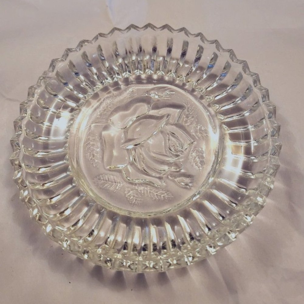 Vintage Crystal Rose Ash Tray